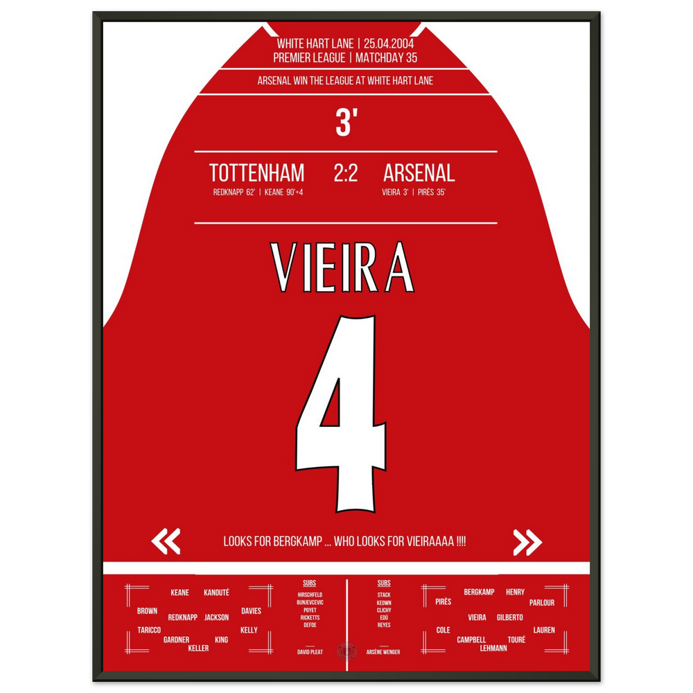Il gol di Vieira nella vittoria del campionato al White Hart Lane nel 2004