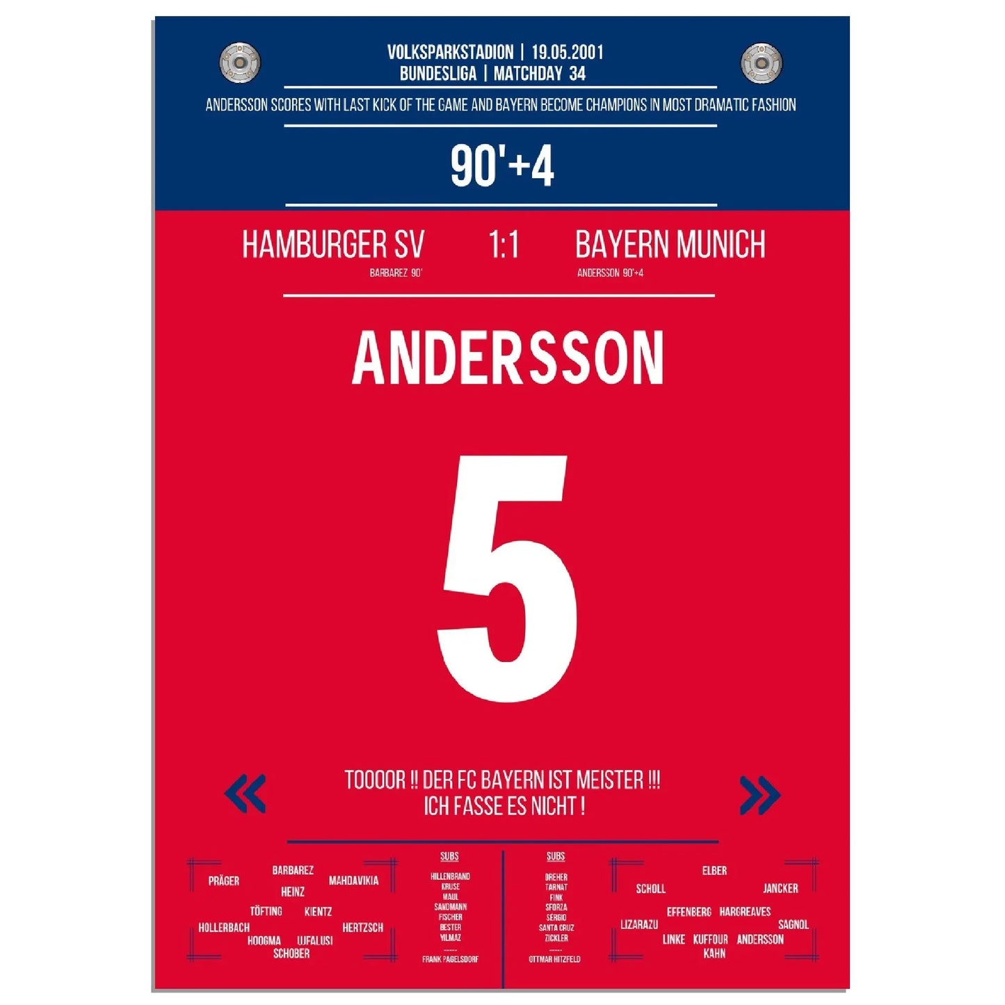 Anderssons legendärer Freistosstreffer zur Last-Minute Meisterschaft 2001 