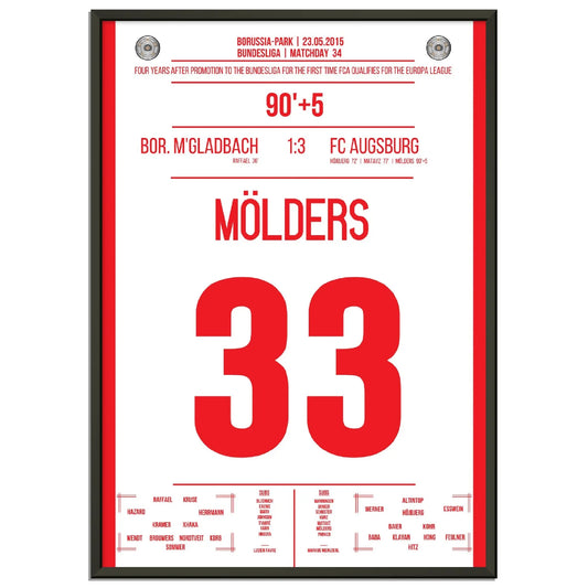 Augsburg qualifiziert sich für die Europa League - Mölders gegen Gladbach 2015 