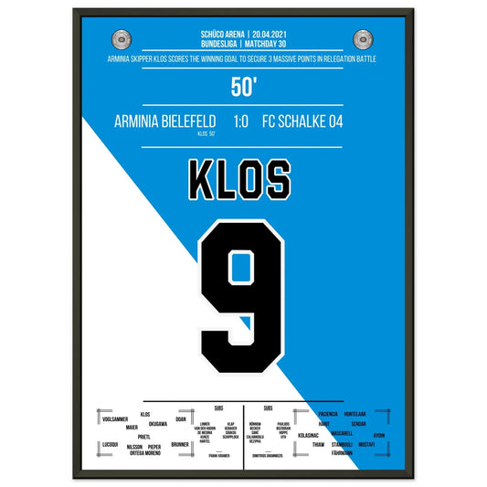 Bielefeld's Big Points im Abstiegskampf gegen Schalke 2021 50x70-cm-20x28-Schwarzer-Aluminiumrahmen