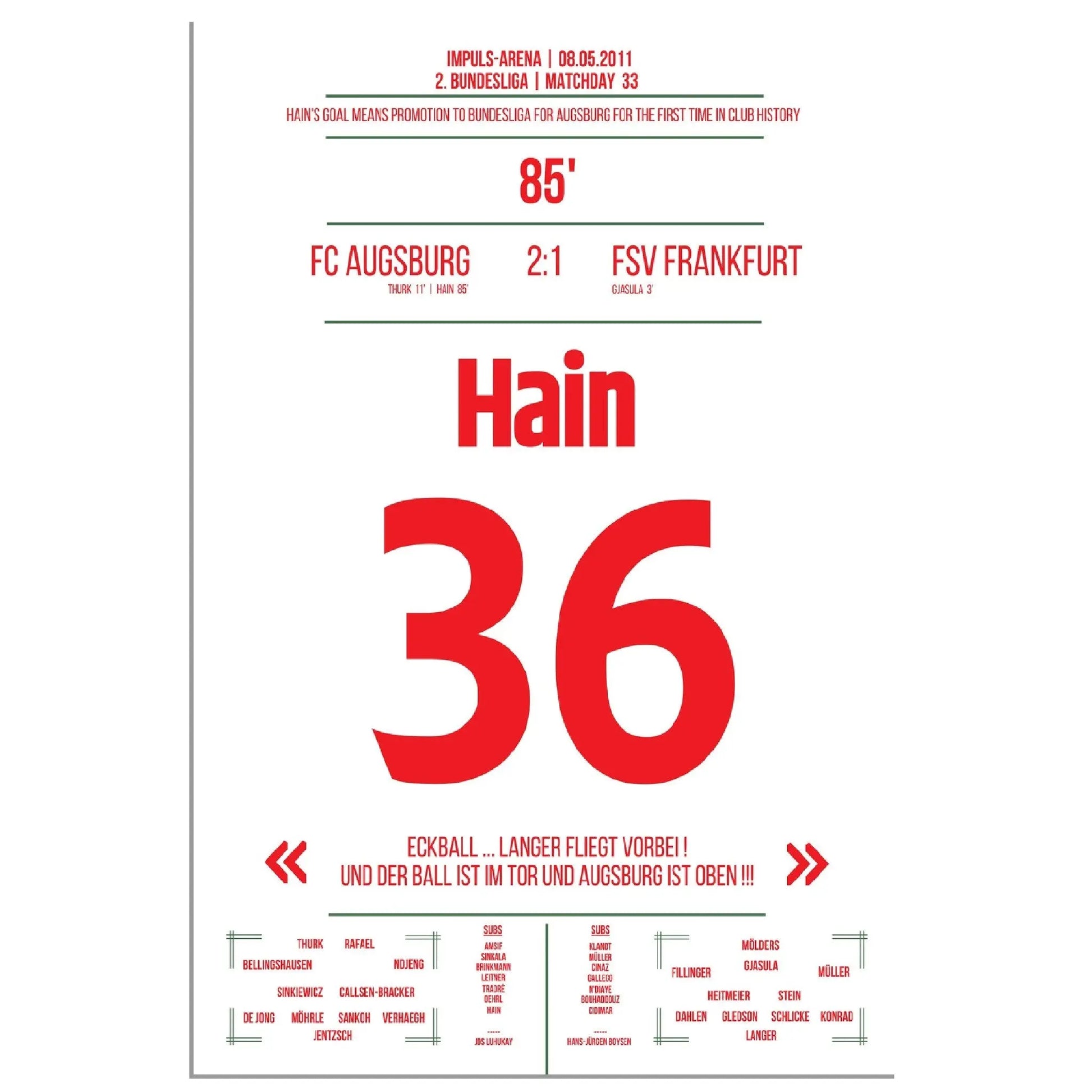 Hain schiesst Augsburg zum Bundesligaaufstieg 2011 