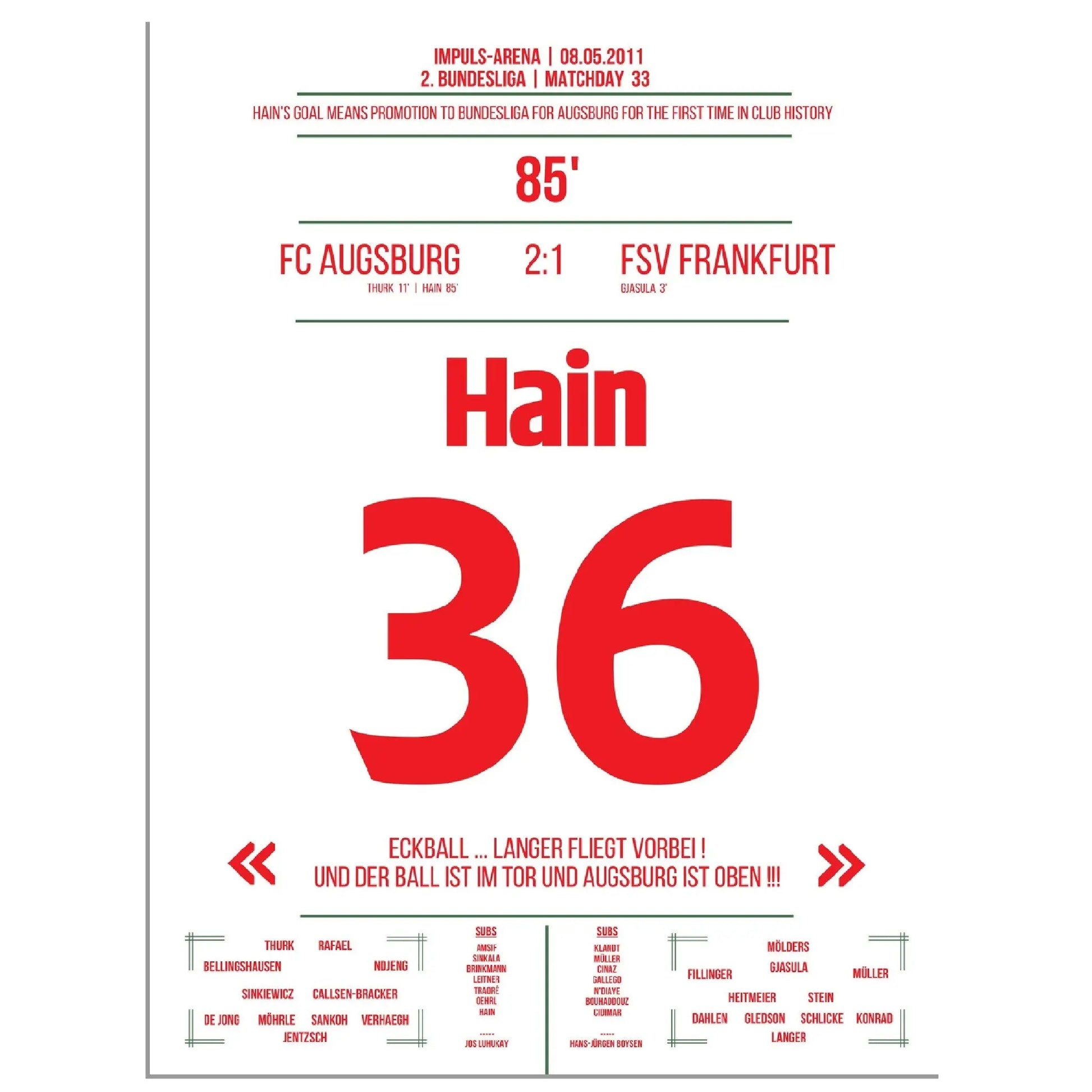Hain schiesst Augsburg zum Bundesligaaufstieg 2011 
