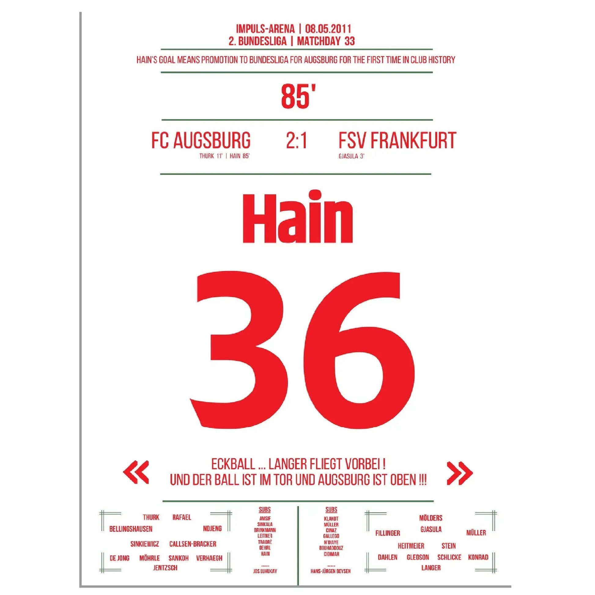 Hain schiesst Augsburg zum Bundesligaaufstieg 2011 