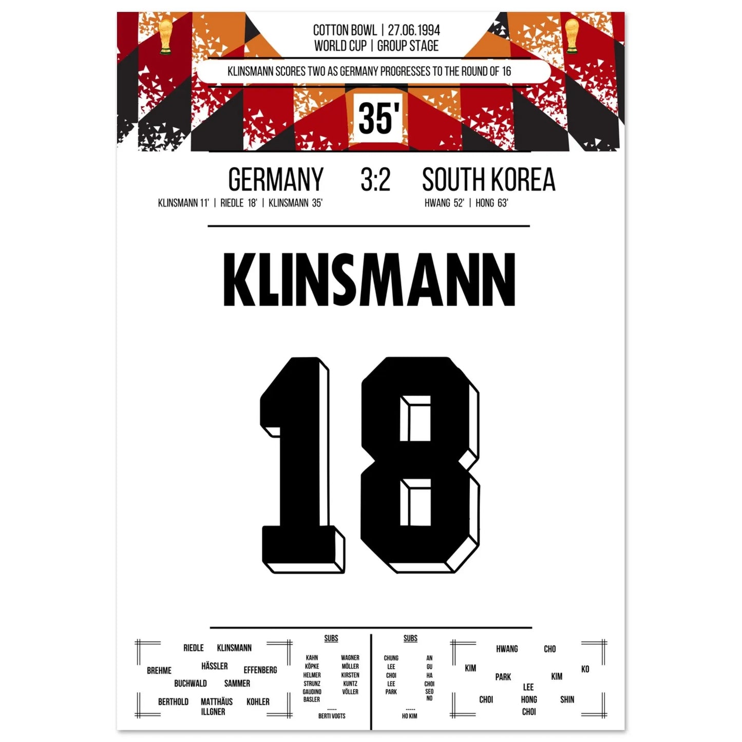 Klinsmann scores a double to take Germany into the Round of 16 at the 1994 World Cup.