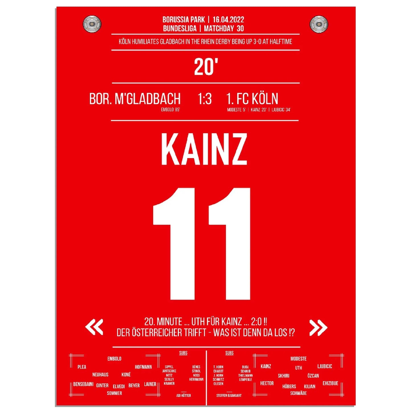 Kölner Derby-Sieg in Mönchengladbach Bundesliga Saison 2021/22 