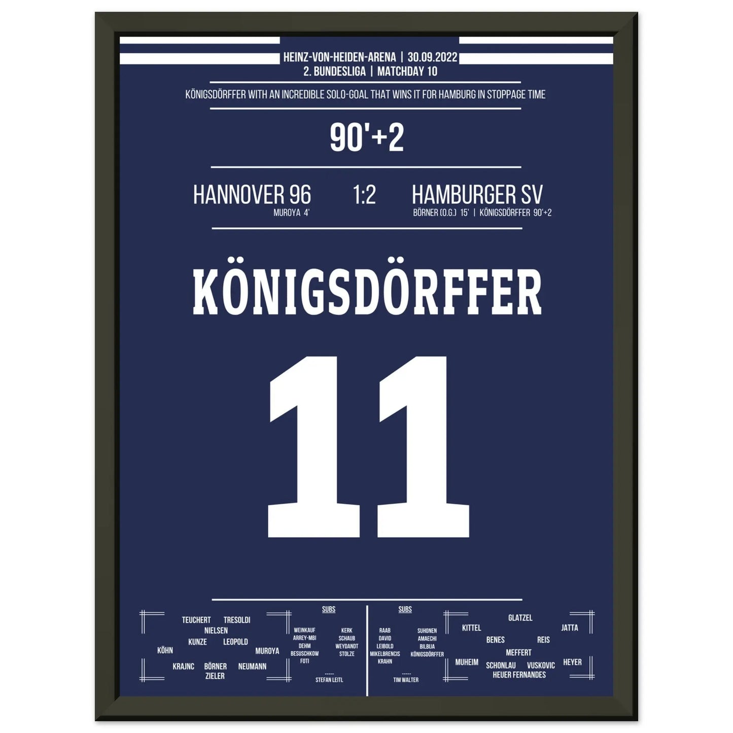 Königsdörffer's Weltklasse-Solo zum Siegtreffer in Hannover 30x40-cm-12x16-Schwarzer-Aluminiumrahmen
