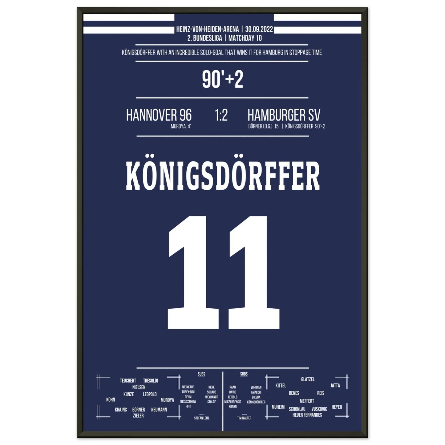 Königsdörffer's Weltklasse-Solo zum Siegtreffer in Hannover 60x90-cm-24x36-Schwarzer-Aluminiumrahmen