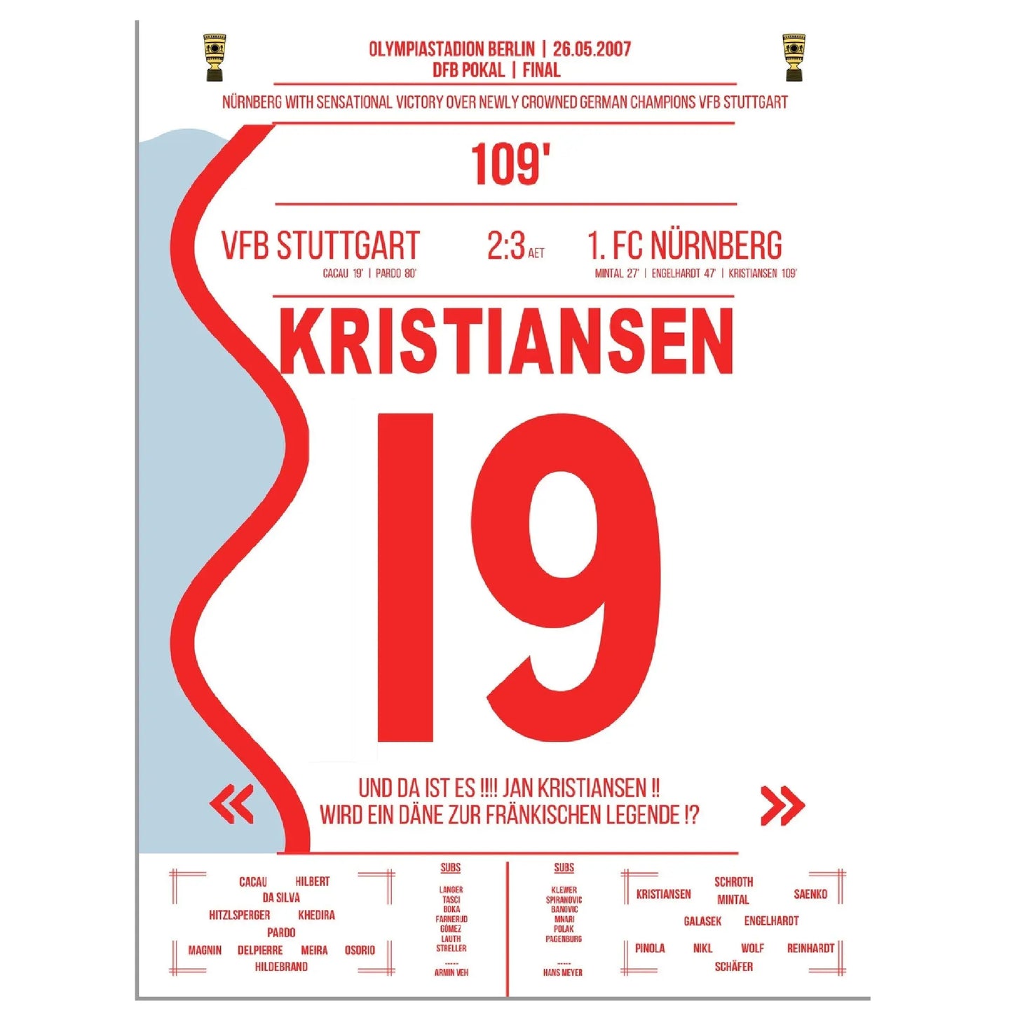 Kristiansen trifft zum Pokalsieg für Nürnberg im DFB Pokal Finale 2007 