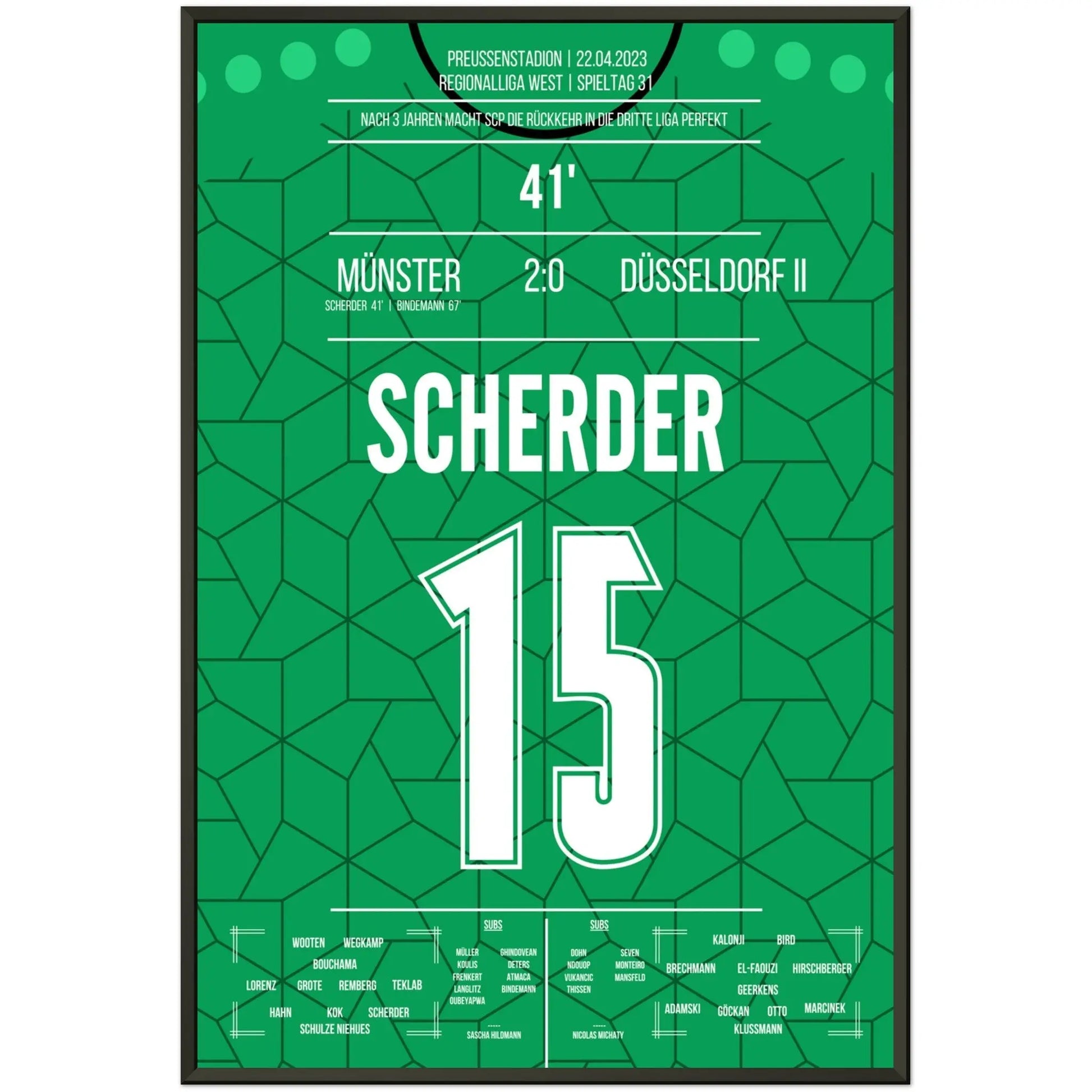 Münster's Rückkehr in die dritte Liga in 2023 60x90-cm-24x36-Schwarzer-Aluminiumrahmen
