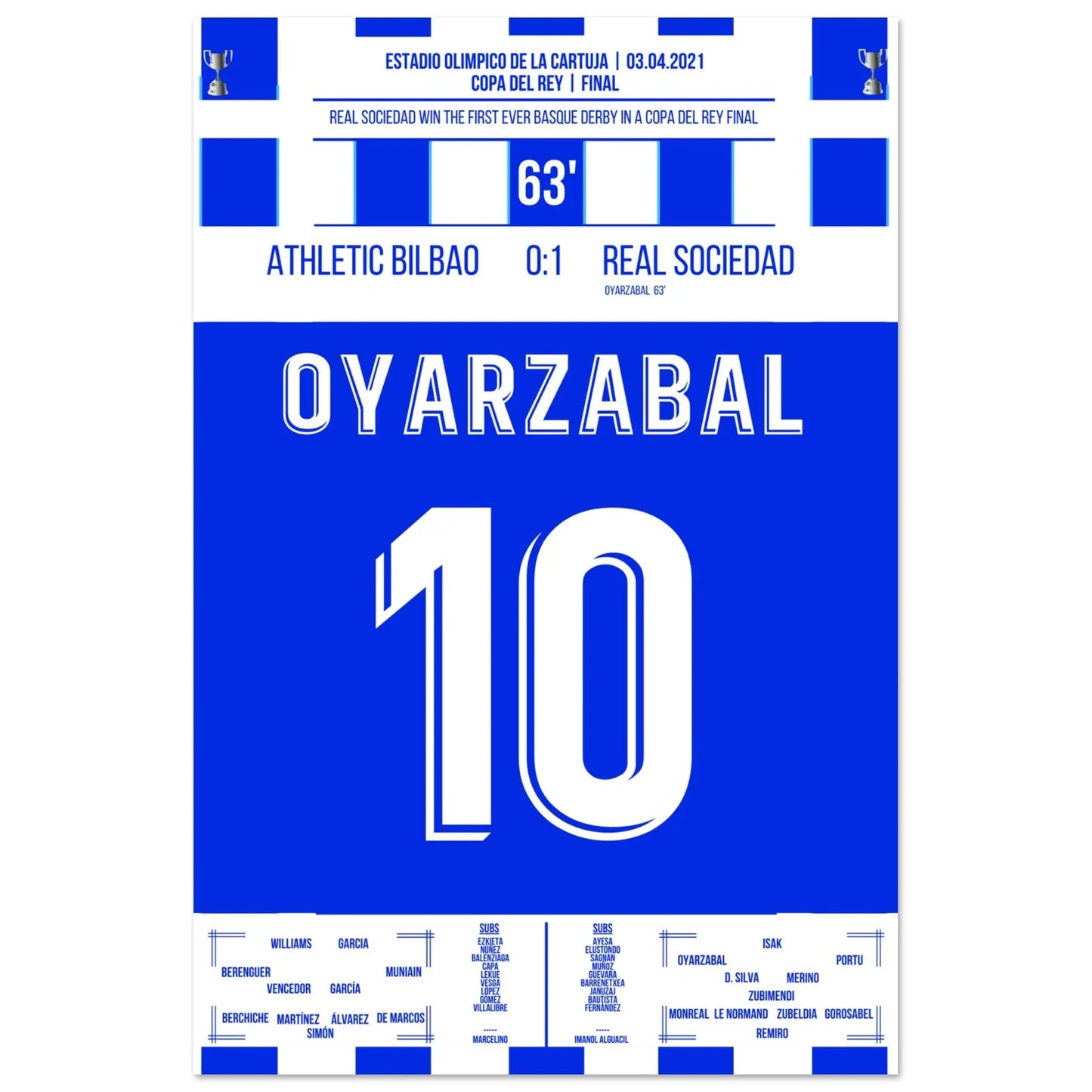 Oyarzabal entscheidet das Copa Del Rey Finale 2020 60x90-cm-24x36-Ohne-Rahmen