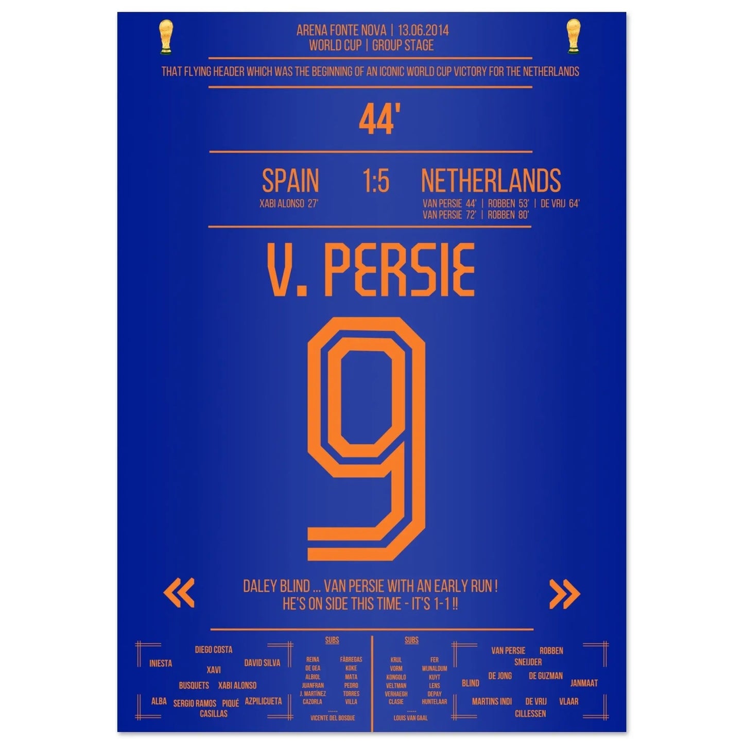 Il famoso colpo di testa in volo di Van Persie su Casillas nel 2014