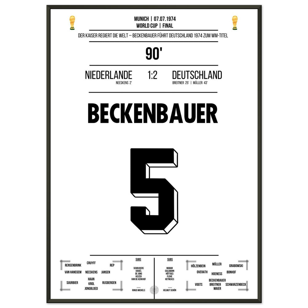 Beckenbauer guida la Germania al secondo titolo mondiale nel 1974