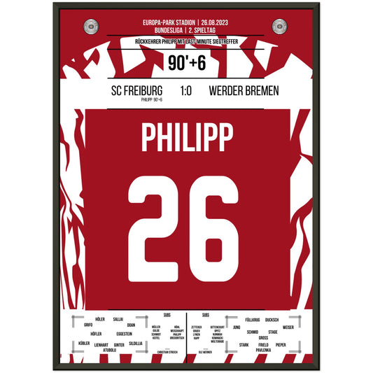 Philipp's Siegtreffer gegen den Ex-Club 50x70-cm-20x28-Schwarzer-Aluminiumrahmen