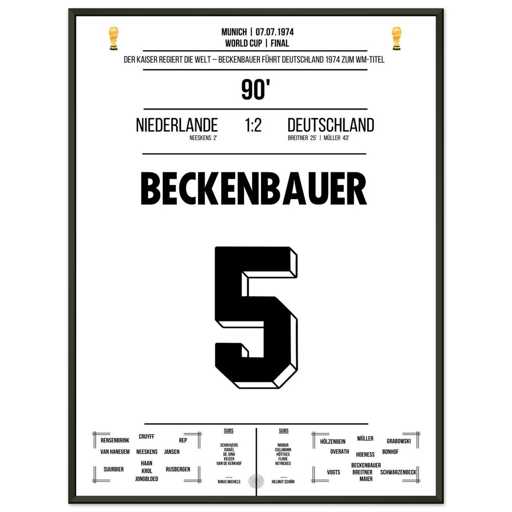 Beckenbauer guida la Germania al secondo titolo mondiale nel 1974