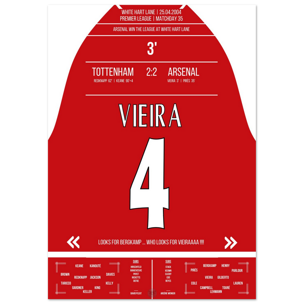 Il gol di Vieira nella vittoria del campionato al White Hart Lane nel 2004