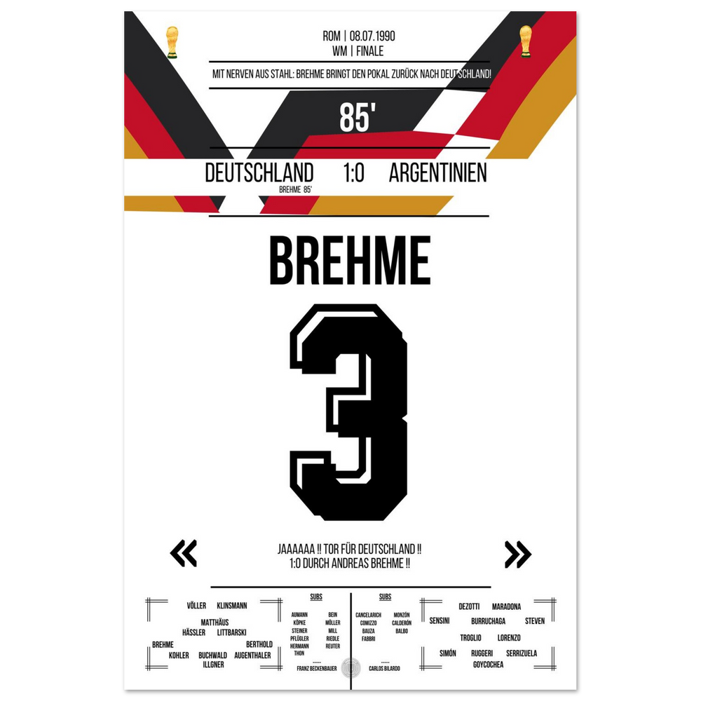 Il rigore di Brehme contro l'Argentina nella finale dei Mondiali del 1990