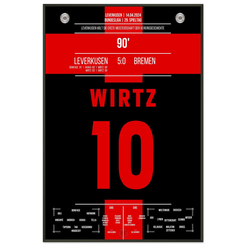 Leverkusen remporte le premier titre de champion de l'histoire du club.