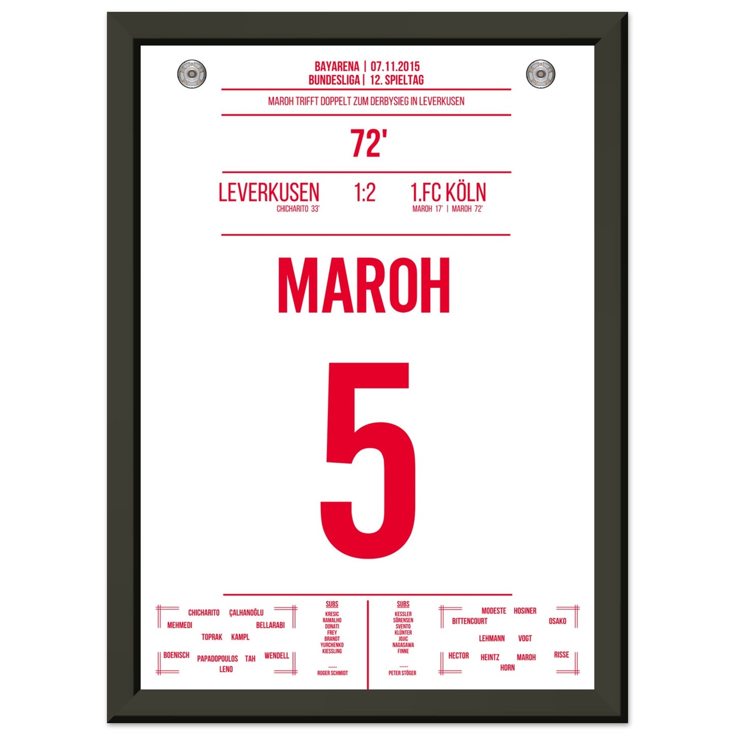 Maroh's Doppelpack beim Derbysieg in Leverkusen A4-21x29.7-cm-8x12-Schwarzer-Aluminiumrahmen