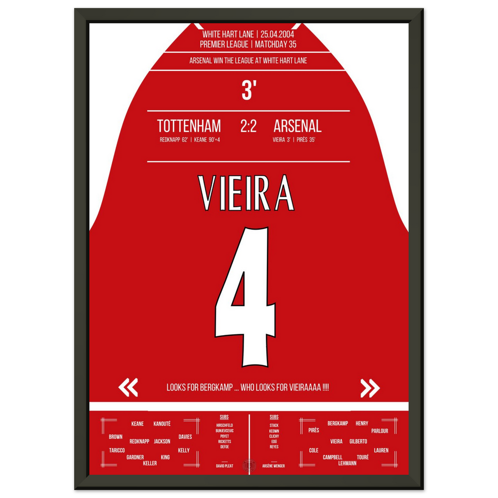 Il gol di Vieira nella vittoria del campionato al White Hart Lane nel 2004