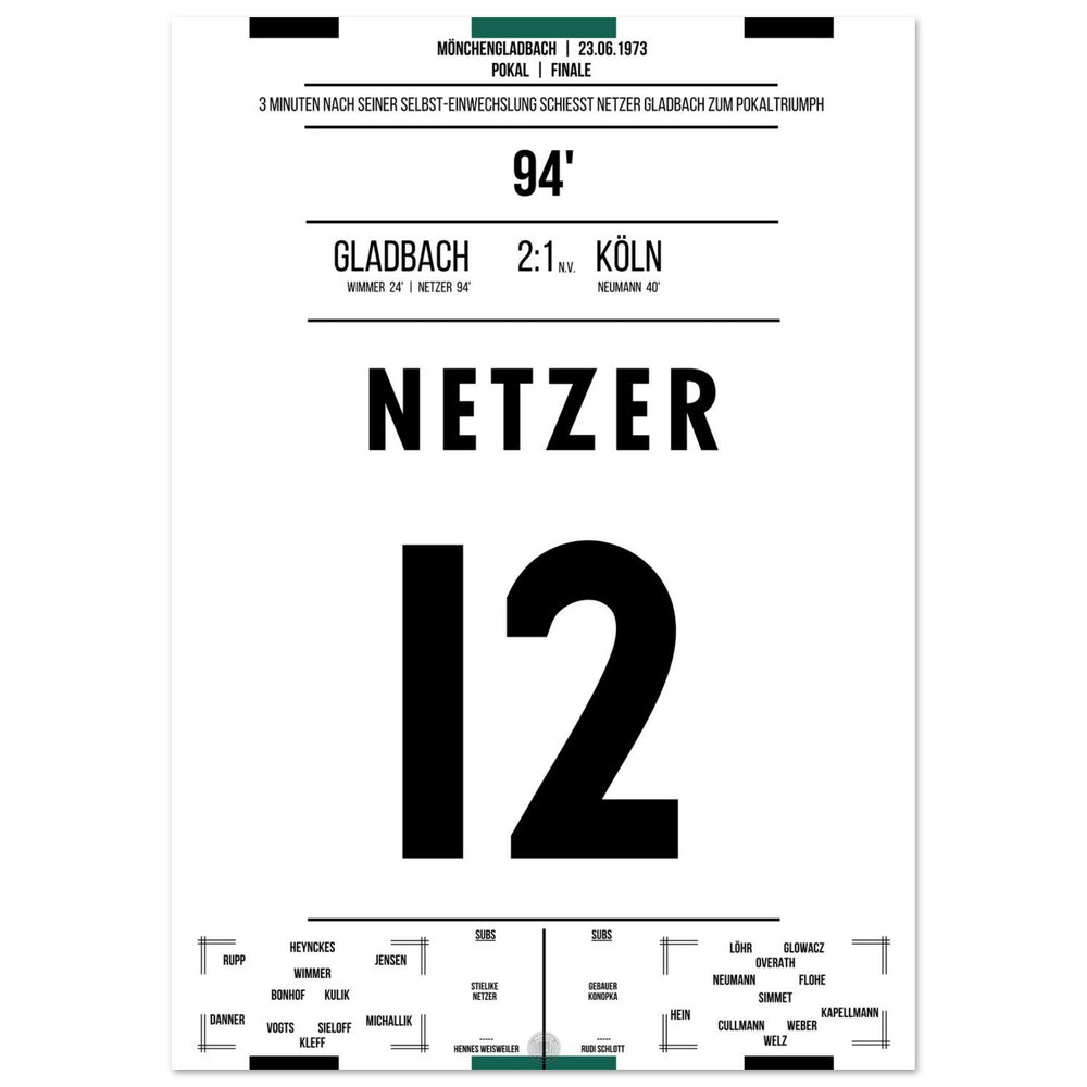 Netzer wechselt sich selbst ein und schießt Gladbach zum Pokalsieg 1973