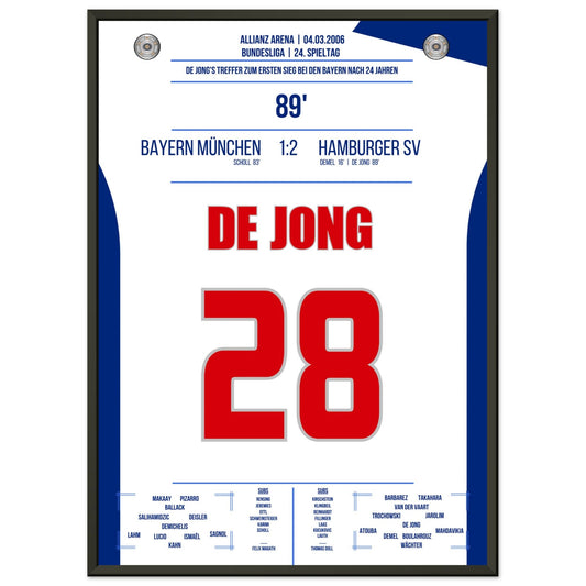 De Jong's Treffer zum ersten Hamburger Sieg gegen Bayern nach 24 Jahren in 2006 50x70-cm-20x28-Schwarzer-Aluminiumrahmen