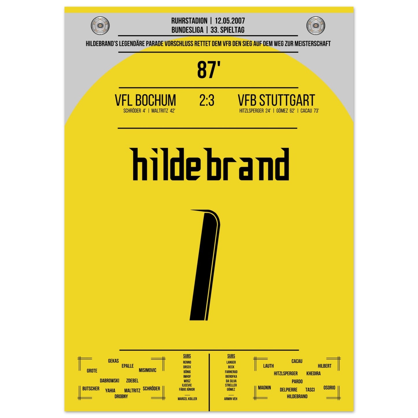 Hildebrand's legendäre Parade gegen Bochum in 2007 50x70-cm-20x28-Ohne-Rahmen