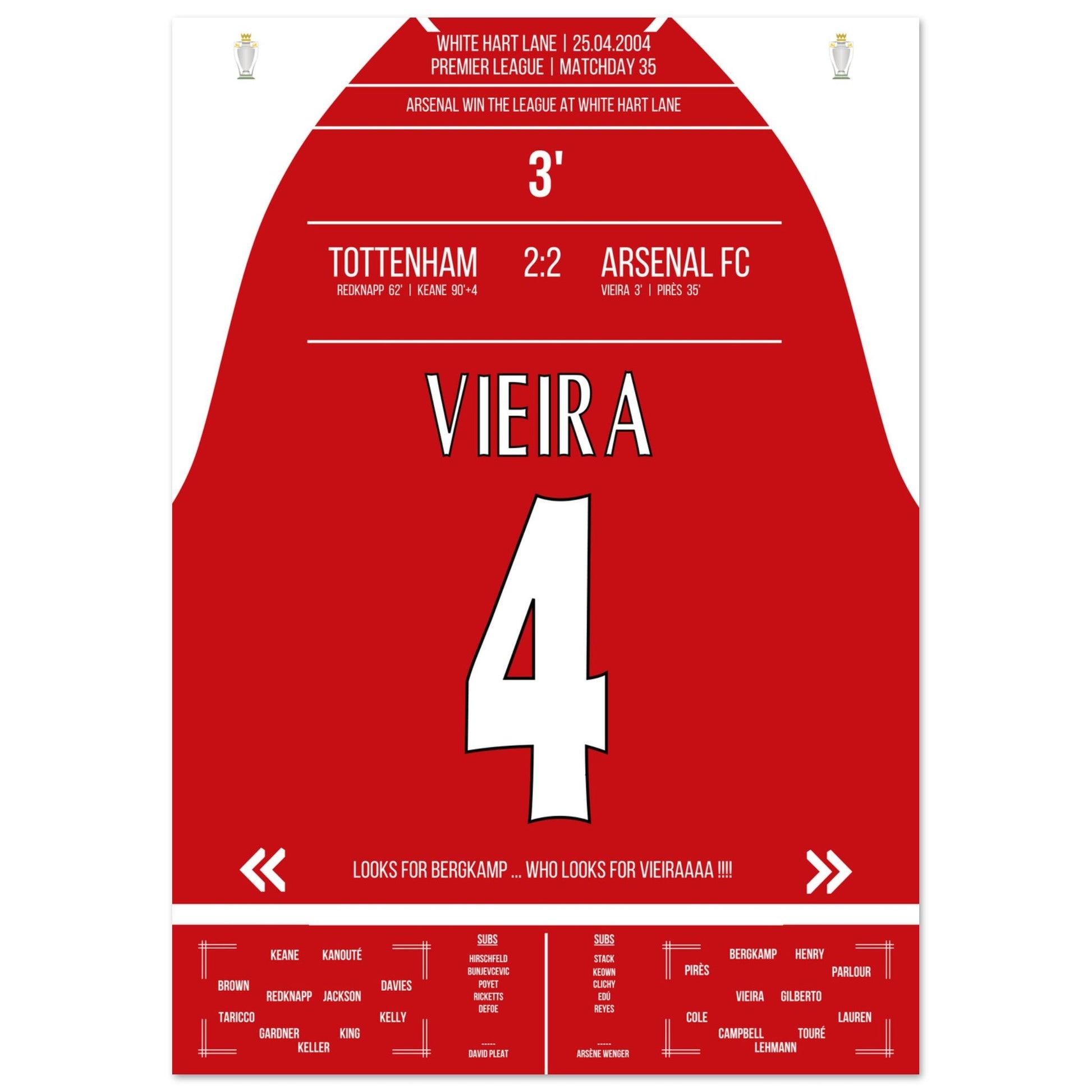 Vieira's Tor beim Gewinn der Meisterschaft an der White Hart Lane 2004 